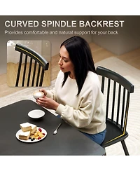 Homcom Dining Chairs Set of 2, Farmhouse Rubber Wood Kitchen Chairs