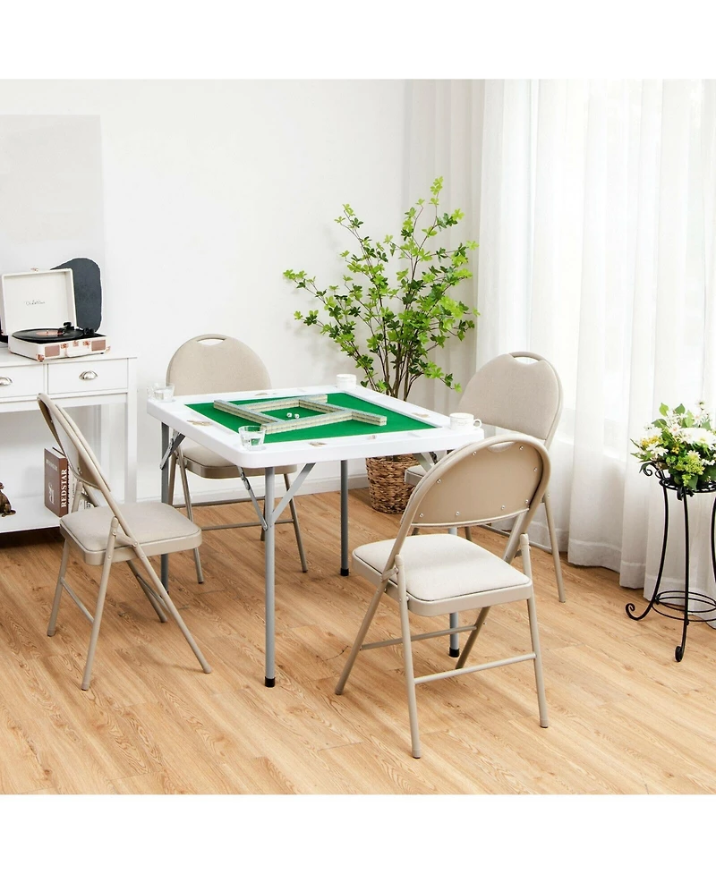 Sugift - 4-Player Mahjong Game Table with Iron Frame