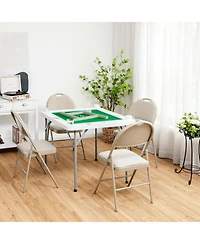 Sugift - 4-Player Mahjong Game Table with Iron Frame