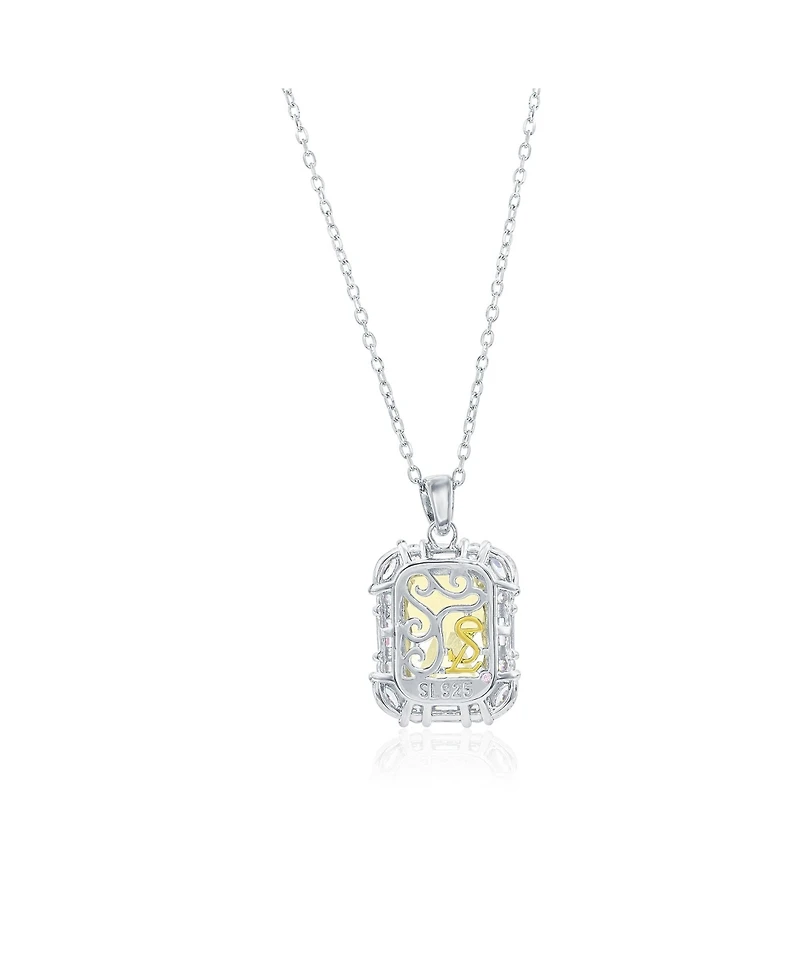 Suzy Levian Gala Collection Sterling Firework Cut Cubic Zirconia Multi-Cut Cluster Halo Pendant