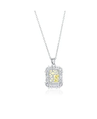 Suzy Levian Gala Collection Sterling Firework Cut Cubic Zirconia Multi-Cut Cluster Halo Pendant