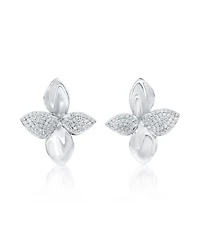 Suzy Levian New York Sterling Silver Cubic Zirconia Pave Abstract Flower Drop Earrings, 26mm