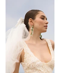 Classicharms Midori Pearl Petal & Peridot Tassel Earrings