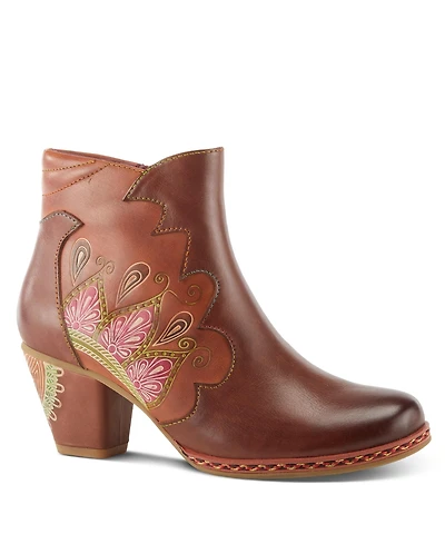 L'Artiste Women's Zamihi Western Boot –Leather Burnished Polished Design – Padded Insole, Inside Zipper, Flexible Sole