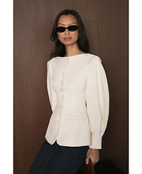 WeWoreWhat Women's Cocoon Sleeve Peplum Blazer