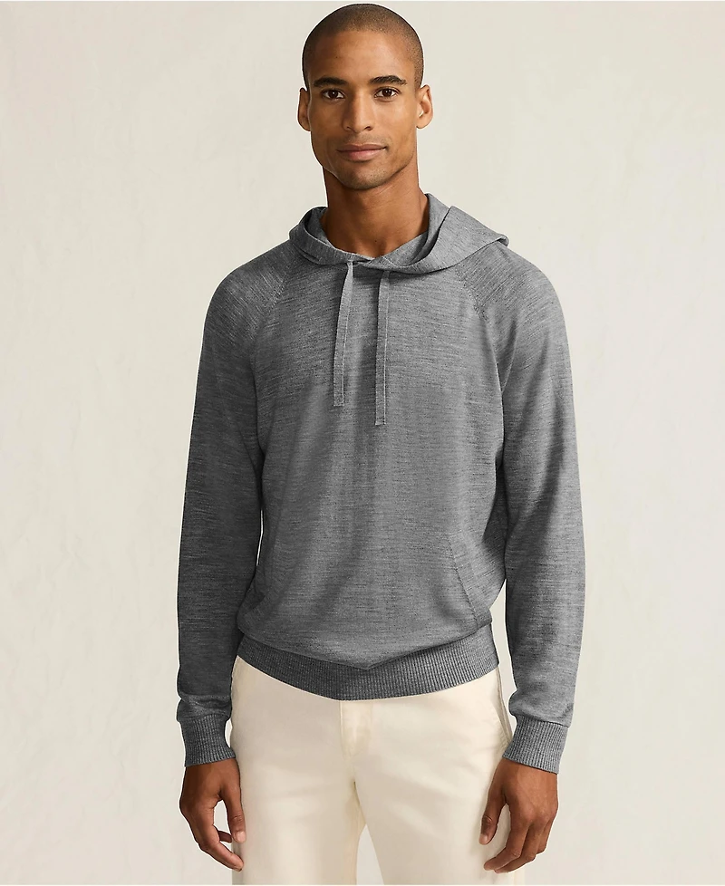 Lands' End Men's Long Sleeve Washable Merino Pullover Hoodie
