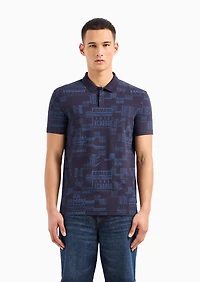 A|X Armani Exchange Men's Regular-Fit Night Sky Logo Pique Polo Shirt