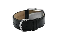 Peugeot Men's 30X40mm Silver Tank Shape Watch with Black Strap