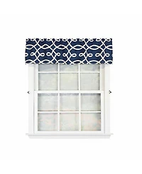 Rlf Home 100% Cotton High Quality Oblique Tailored Window Valance with 1.5" Rod Pocket 50" W X 12" L Navy