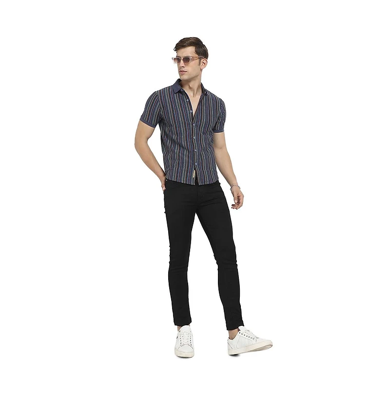 Campus Sutra Men's Multicolour Contrast Knitted Shirt