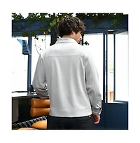 Campus Sutra Men's Cloud Grey Panel-Stitch Knit Jacket