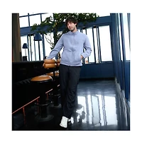 Campus Sutra Men's Flint Grey Panel-Stitch Knit Jacket