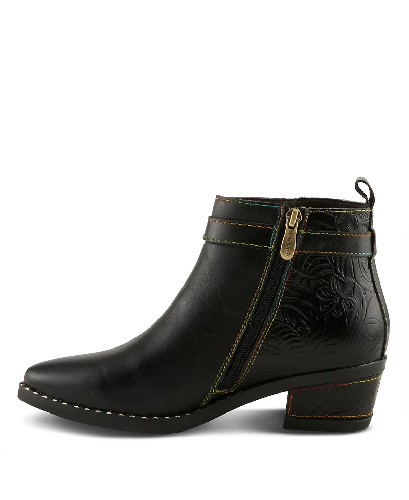 L`Artiste Women's Leather Ankle Boot, With Zipper Closure, Cushioned Insole, Faux Fur Lining