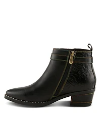 L`Artiste Women's Leather Ankle Boot, With Zipper Closure, Cushioned Insole, Faux Fur Lining