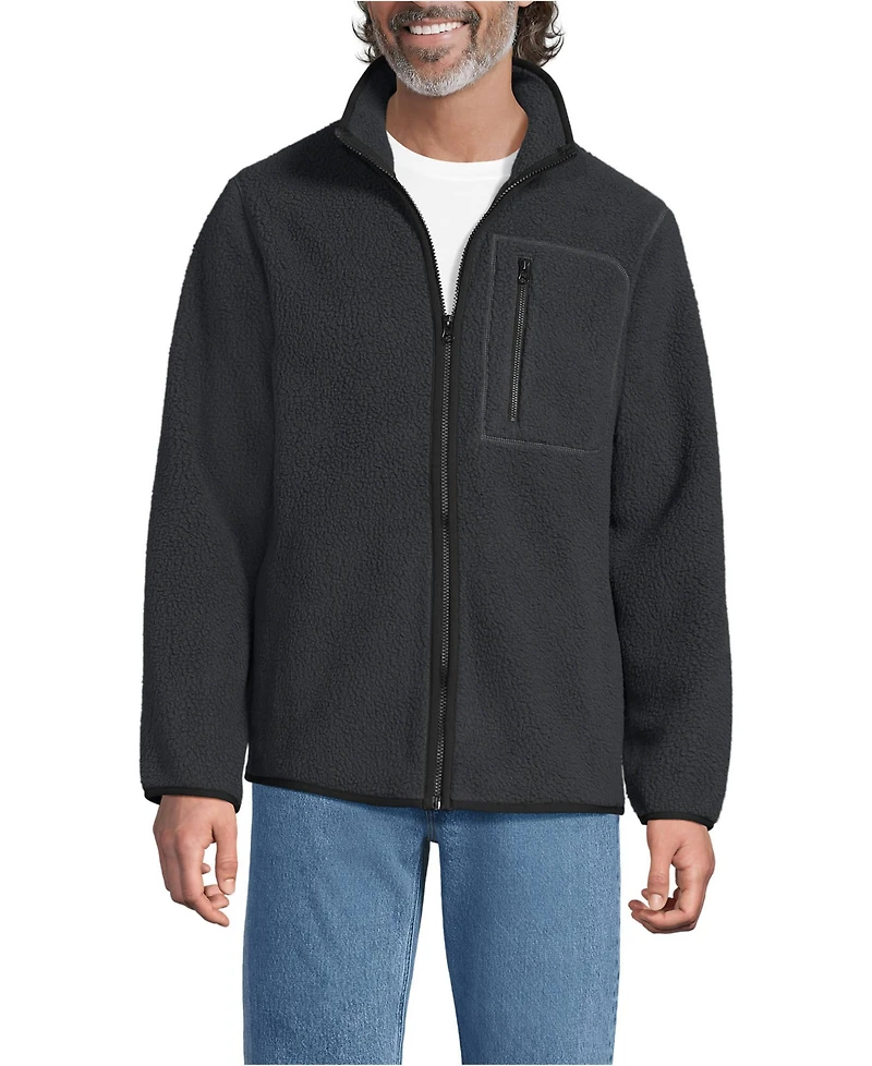 Lands' End Men's Tall Full Zip High Pile Fleece Jacket