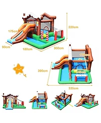 Hongge Inflatable Kids Bounce House with Slide, Climbing Wall, and 550W Air Blower