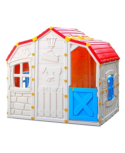 Cottage Kids Playhouse with Openable Windows and Working Door