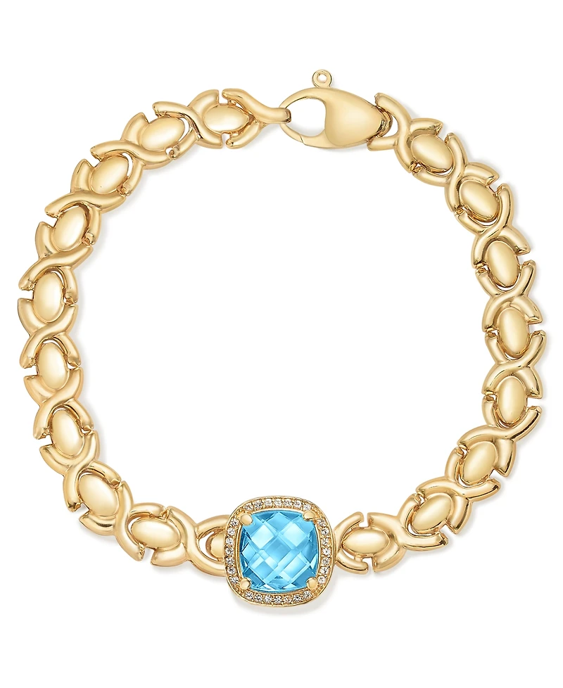 Citrine (3-3/8 ct. t.w.) & White Topaz (1/3 Xoxo Link Bracelet 14k Gold-Plated Sterling Silver