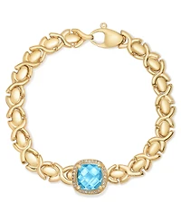 Citrine (3-3/8 ct. t.w.) & White Topaz (1/3 Xoxo Link Bracelet 14k Gold-Plated Sterling Silver