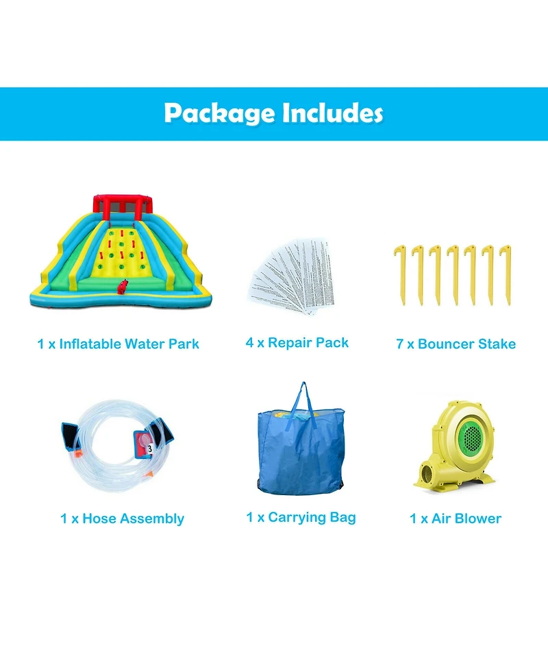 Skonyon Inflatable Water Park Bounce House with Double Slide and Climbing Wall with 735W Blower