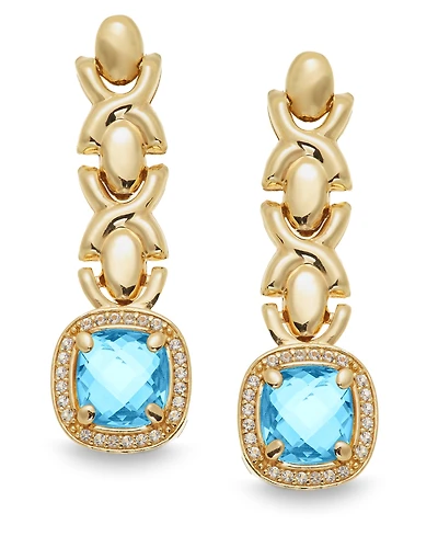 Citrine (3-5/8 ct. t.w.) & White Topaz (1/2 Xoxo Link Drop Earrings 14k Gold-Plated Sterling Silver