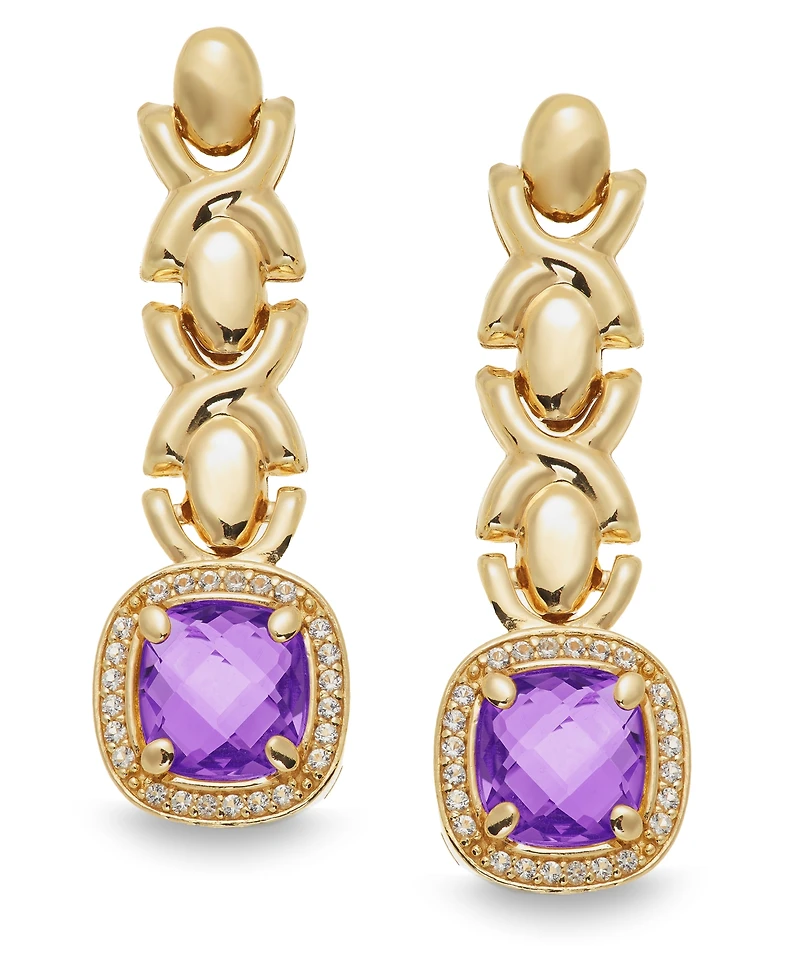 Citrine (3-5/8 ct. t.w.) & White Topaz (1/2 Xoxo Link Drop Earrings 14k Gold-Plated Sterling Silver