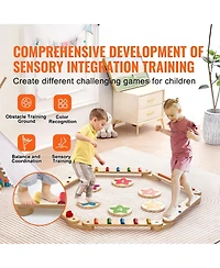 Mecale Kids Balance Beam Stepping Stones Gym Obstacle Children Balance Board 6PCS