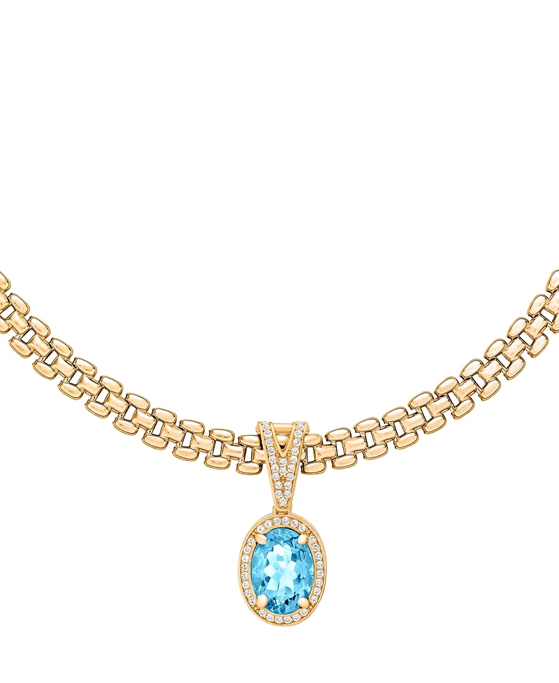 Amethyst (5-3/8 ct. t.w.) & White Topaz (3/4 Panther Link 18" Necklace 14k Gold-Plated Sterling Silver