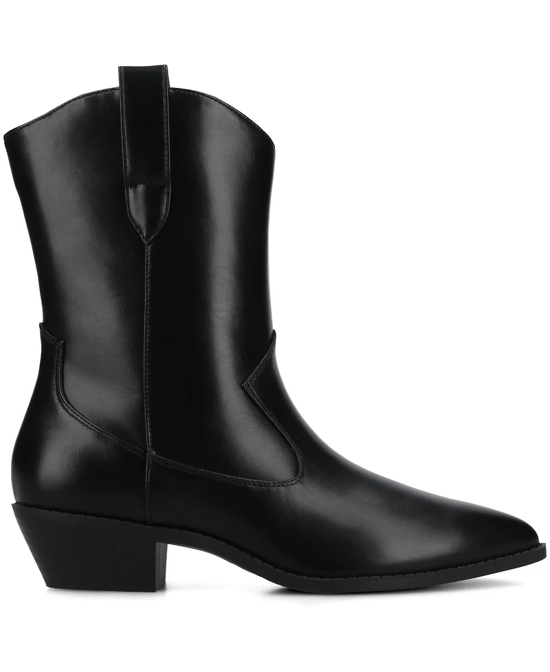 Journee Collection Women's Fritzie Western Pointed Toe Comfort Ankle Booties