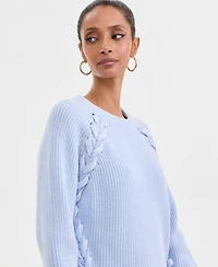 I.n.c. International Concepts Women's Lace-Up-Detail Sweater, Created for Macy's