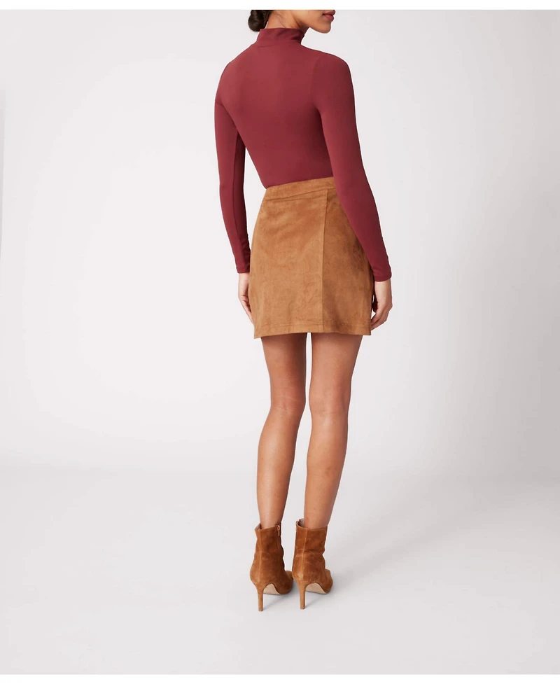 UNTUCKit Women's Faux Suede Button-Front Kendall Skirt