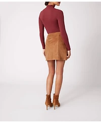 UNTUCKit Women's Faux Suede Button-Front Kendall Skirt