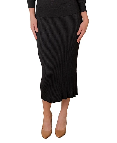 Hope & Henry Women's Organic Rib Knit Sweater Midi Skirt