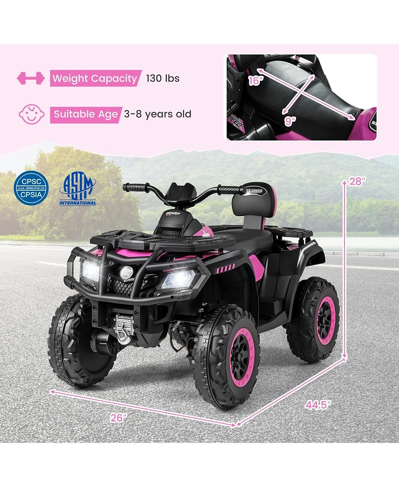 Gymax 24V 2-Seater 4-Wheeler Quad Electric Vehicle w/ 4 Motors Soft Start Led Lights