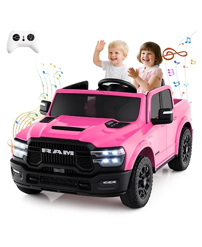 Gymax 24V 2 Seater Ride on Truck w/Remote Control 3 Speeds Bluetooth Led Headlight