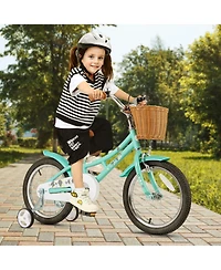 Gymax 16'' Kids Bike w/ Height Adjustable Handlebar Seat Basket Bell Training Wheels