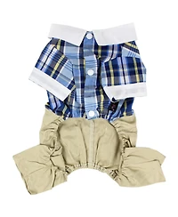 Parisian Pet Plaid Royal Jumpsuit Blue