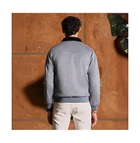 Campus Sutra Men's Coin Grey Contrast Sherpa-Lined Suede Bomber Jacket