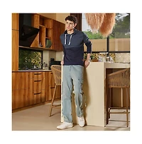 Campus Sutra Men's Prussian Blue Block Pullover Hoodie