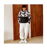 Campus Sutra Men's Obsidian Black & Chalk White Dye-Block Quilt Puffer Jacket