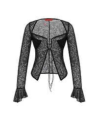 Pcfg Women's Long-Sleeve Black Lace Top