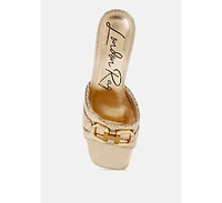 London Rag Womens Bellamy Horsebit Detail Snake Print Sandals