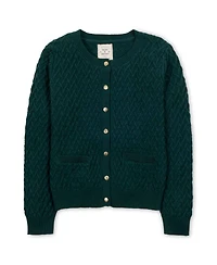 Hope & Henry Women's Organic Herringbone Stitch Cardigan Sweater