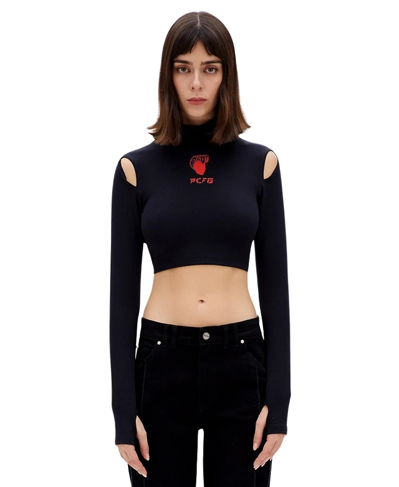 Pcfg Women's Cotton Long Sleeve Crop Top