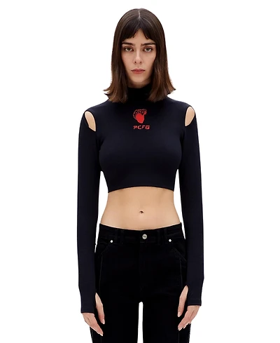 Pcfg Women's Cotton Long Sleeve Crop Top