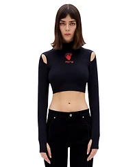 Pcfg Women's Cotton Long Sleeve Crop Top