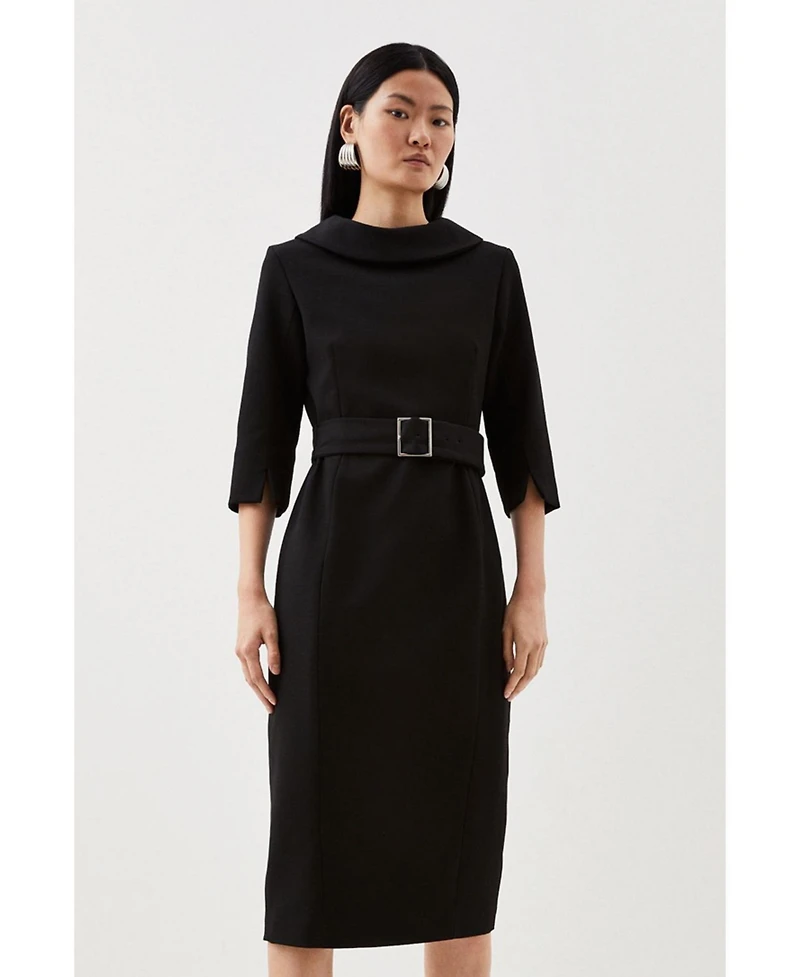 Karen Millen Women's Roll Neck Pencil Midi Dress