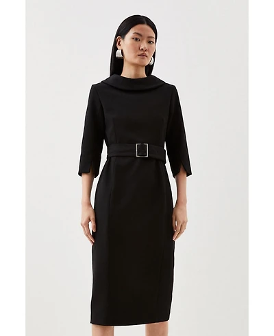 Karen Millen Women's Roll Neck Pencil Midi Dress