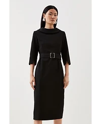 Karen Millen Women's Roll Neck Pencil Midi Dress