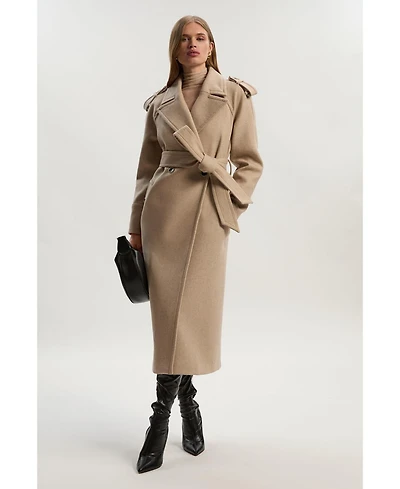 Karen Millen Women's Wool Tailored Belted Midi Coat